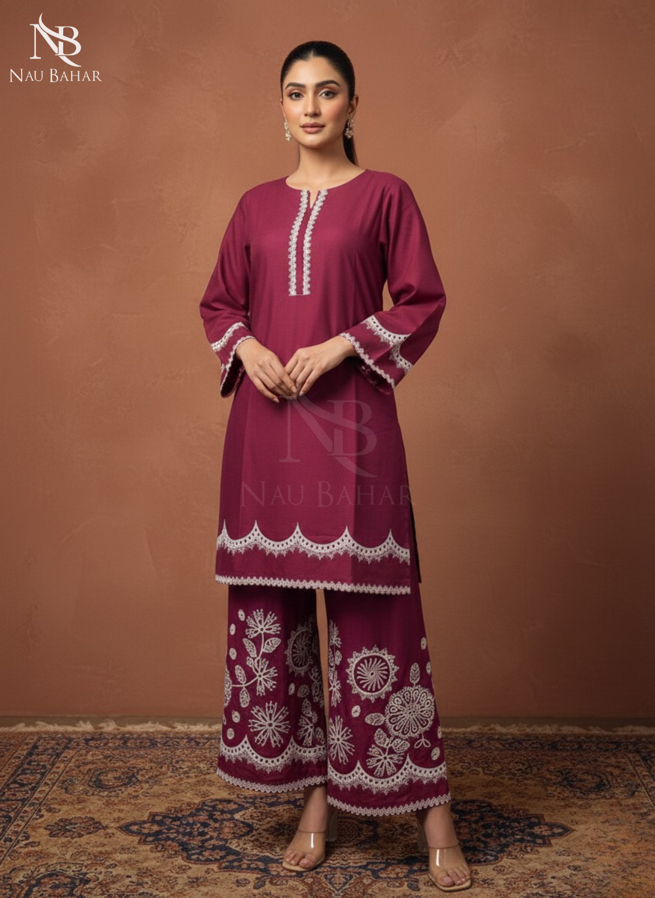 LP04 Embroidered Lawn 2 Piece Co-Ords Set