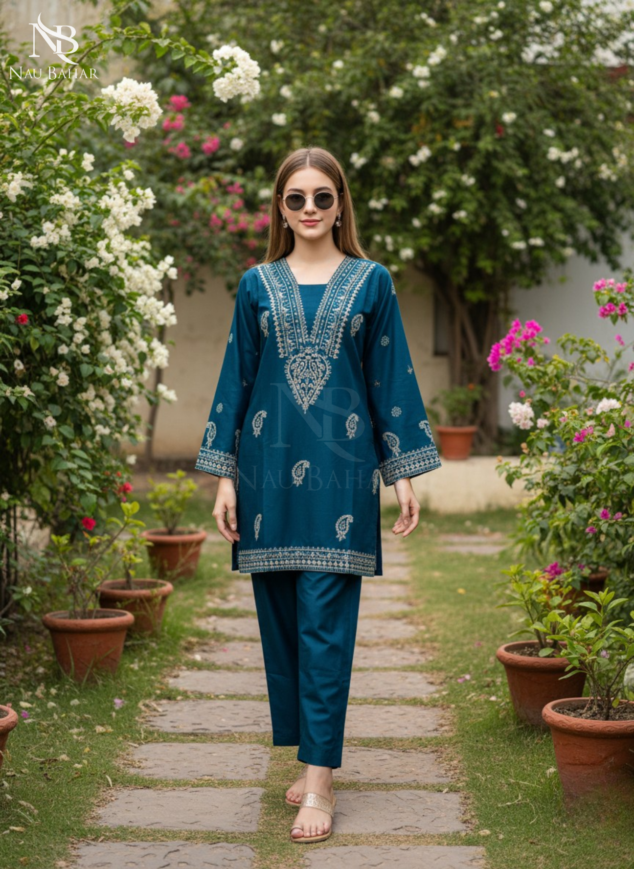 MG06 Embroidered Lawn 2 Piece Co-Ords Set
