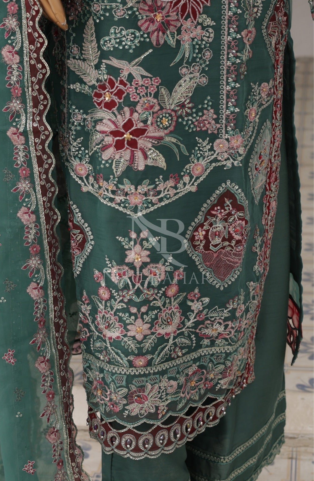 NB-19 Festive Formal Vol 3 Embroidered Organza Stitched 3 Piece Suit