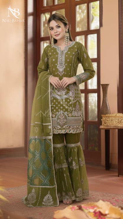 NB-01 Festive Formal Vol 2 Embroidered Organza Stitched 3 Piece Suit