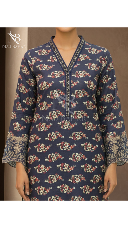 Vol-1 Khaddar Co Ords by Naubahar Embroidered Printed Khaddar 2 Piece - Winter Collection