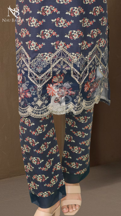 Vol-1 Khaddar Co Ords by Naubahar Embroidered Printed Khaddar 2 Piece - Winter Collection