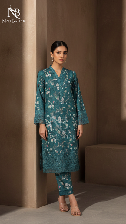 Vol-1 Khaddar Co Ords by Naubahar Embroidered Printed Khaddar 2 Piece - Winter Collection
