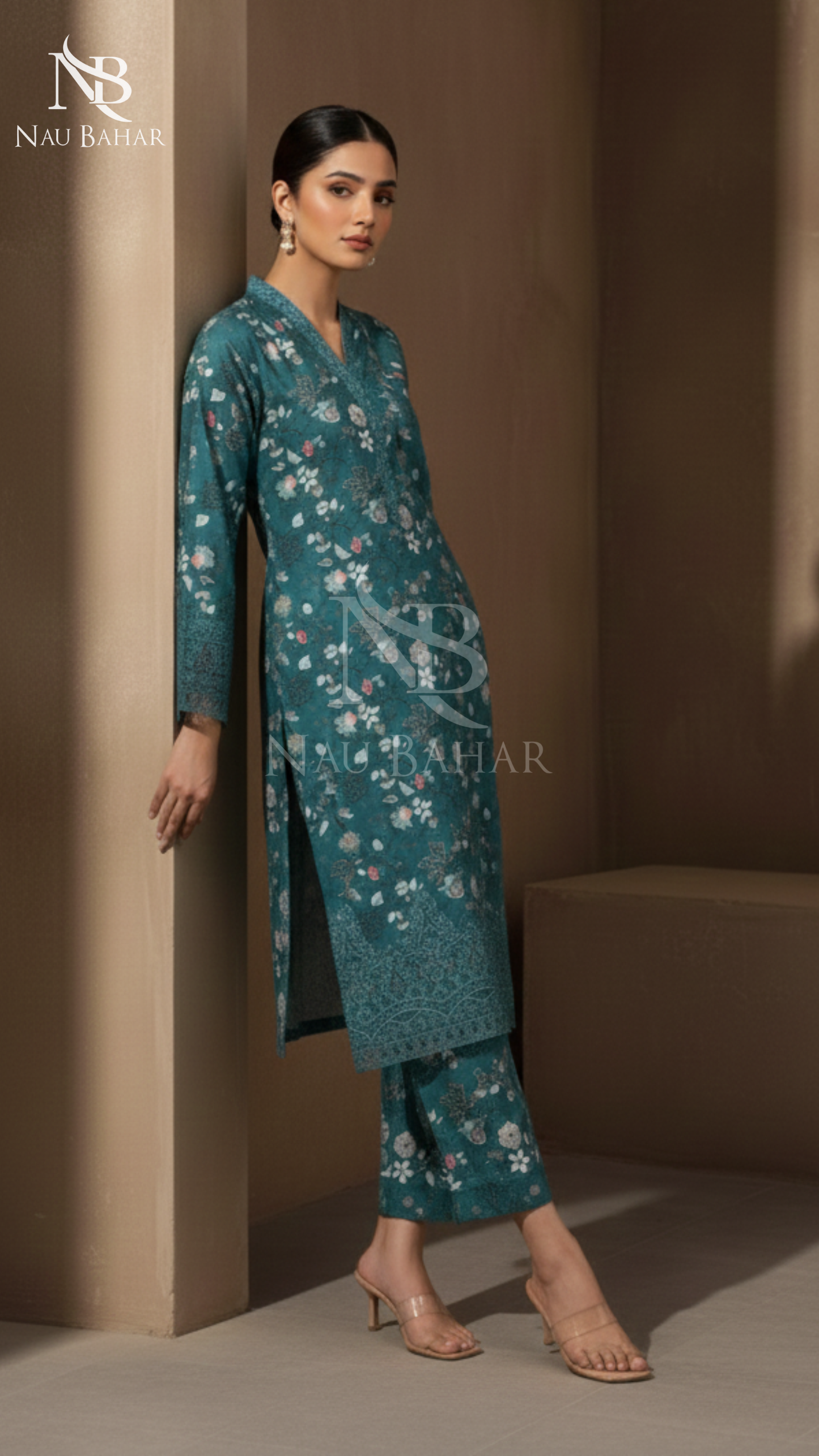 Vol-1 Khaddar Co Ords by Naubahar Embroidered Printed Khaddar 2 Piece - Winter Collection