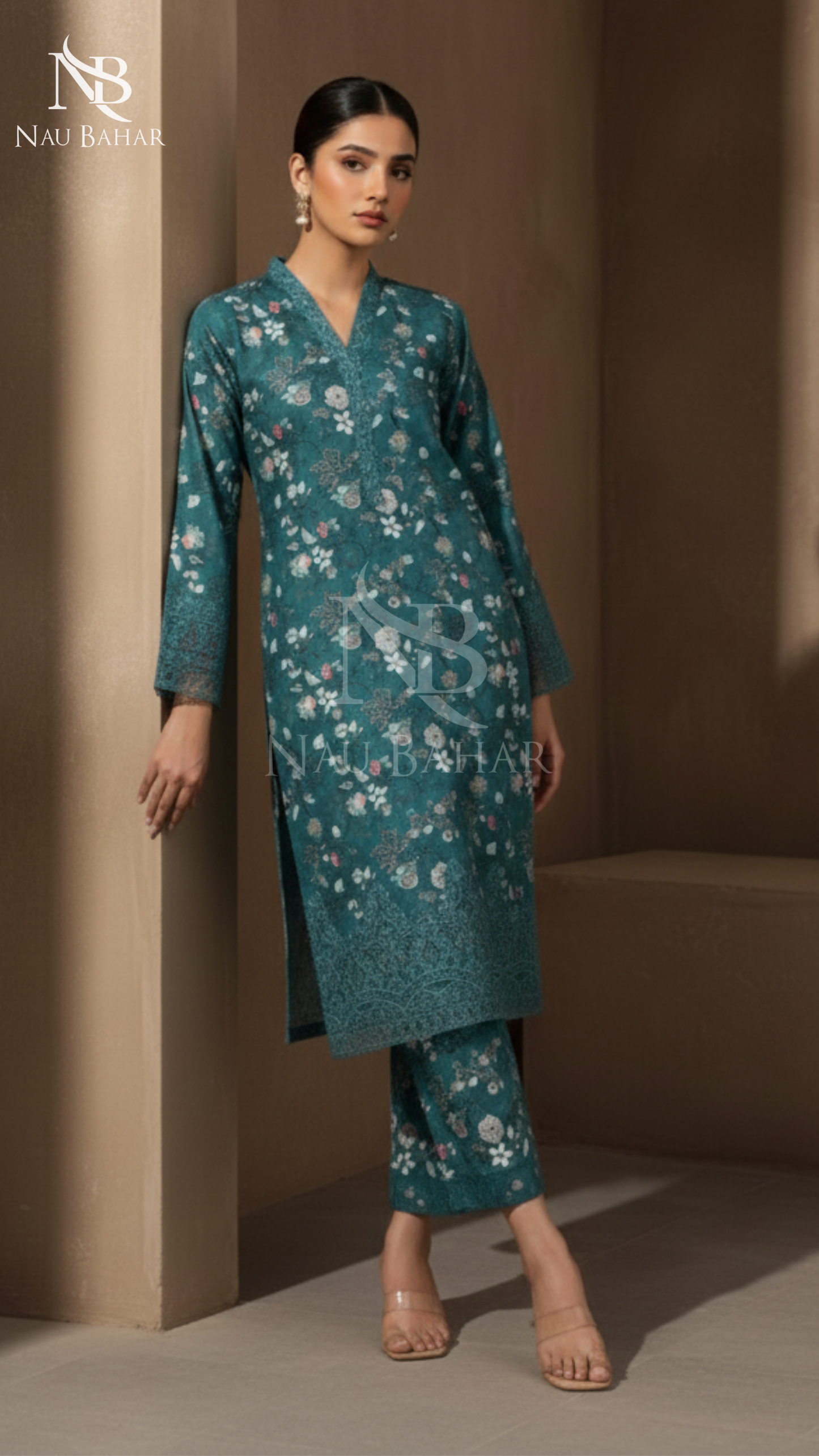 Vol-1 Khaddar Co Ords by Naubahar Embroidered Printed Khaddar 2 Piece - Winter Collection