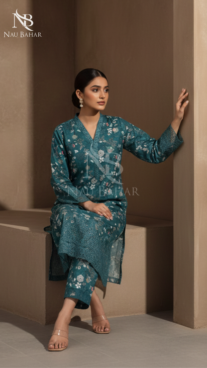 Vol-1 Khaddar Co Ords by Naubahar Embroidered Printed Khaddar 2 Piece - Winter Collection