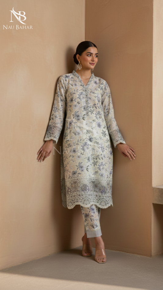 Vol-1 Khaddar Co Ords by Naubahar Embroidered Printed Khaddar 2 Piece - Winter Collection