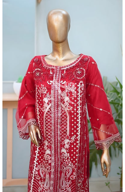 NB-141 Festive Formal Embroidered Organza Stitched 3 Piece Suit