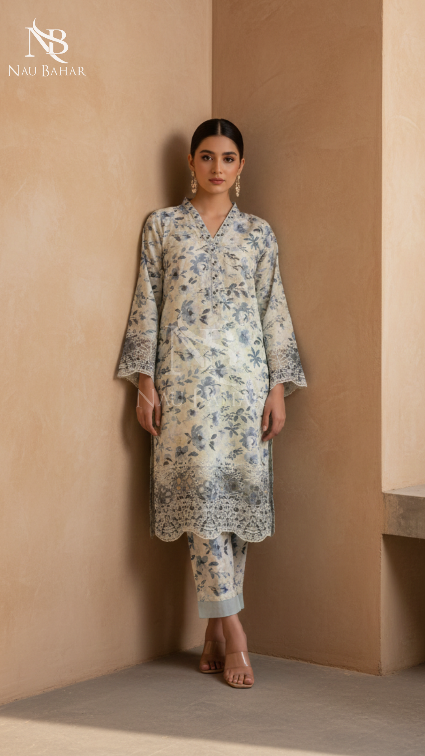 Vol-1 Khaddar Co Ords by Naubahar Embroidered Printed Khaddar 2 Piece - Winter Collection