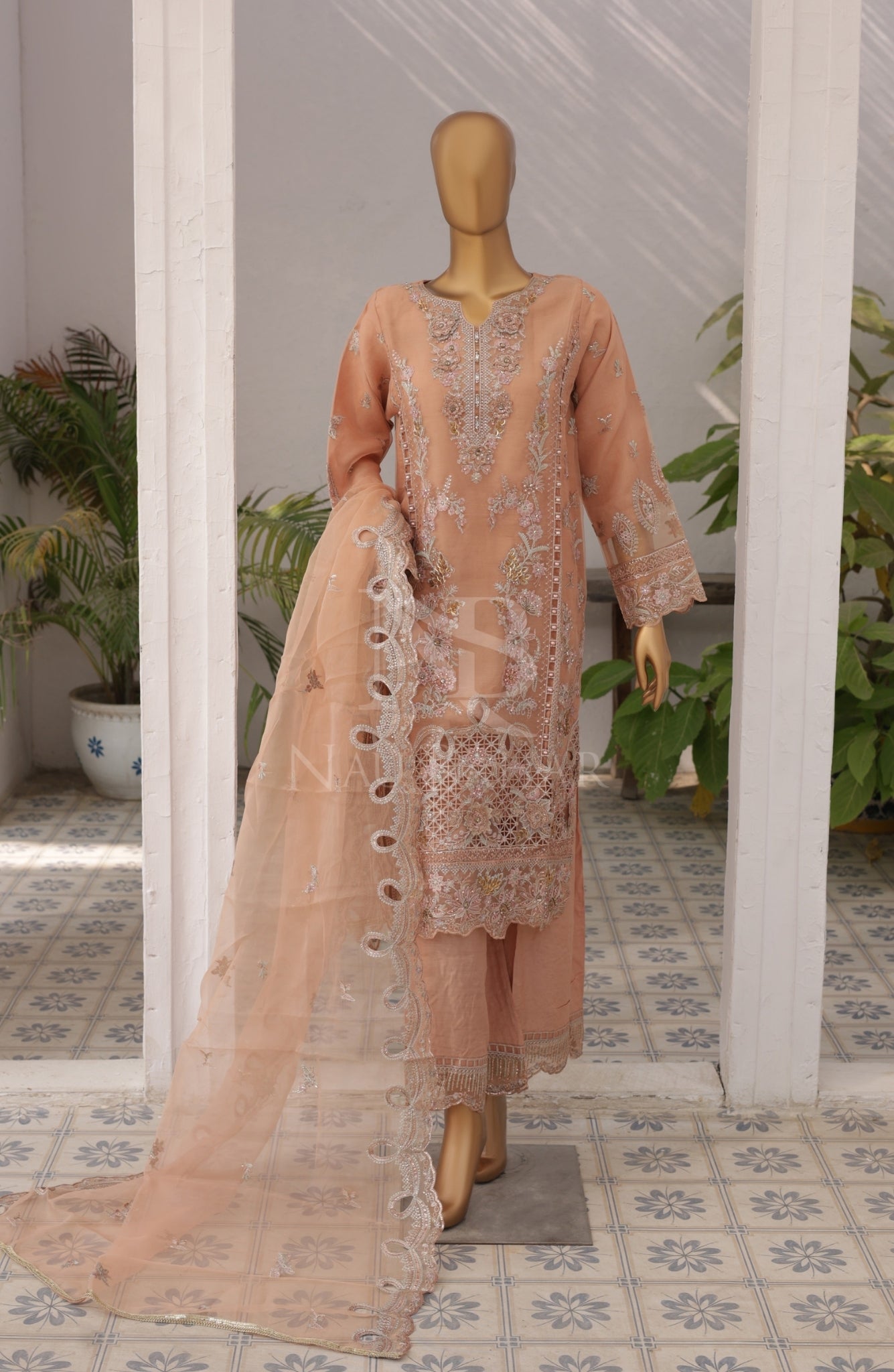 NB-13 Festive Formal Vol 4 Embroidered Organza Stitched 3 Piece Suit