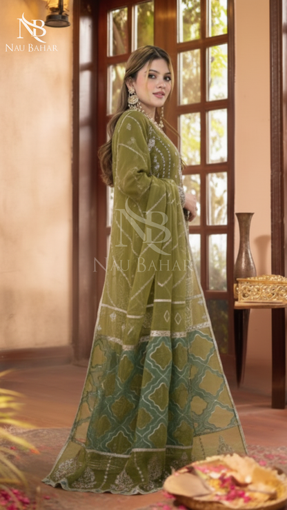 NB-01 Festive Formal Vol 2 Embroidered Organza Stitched 3 Piece Suit