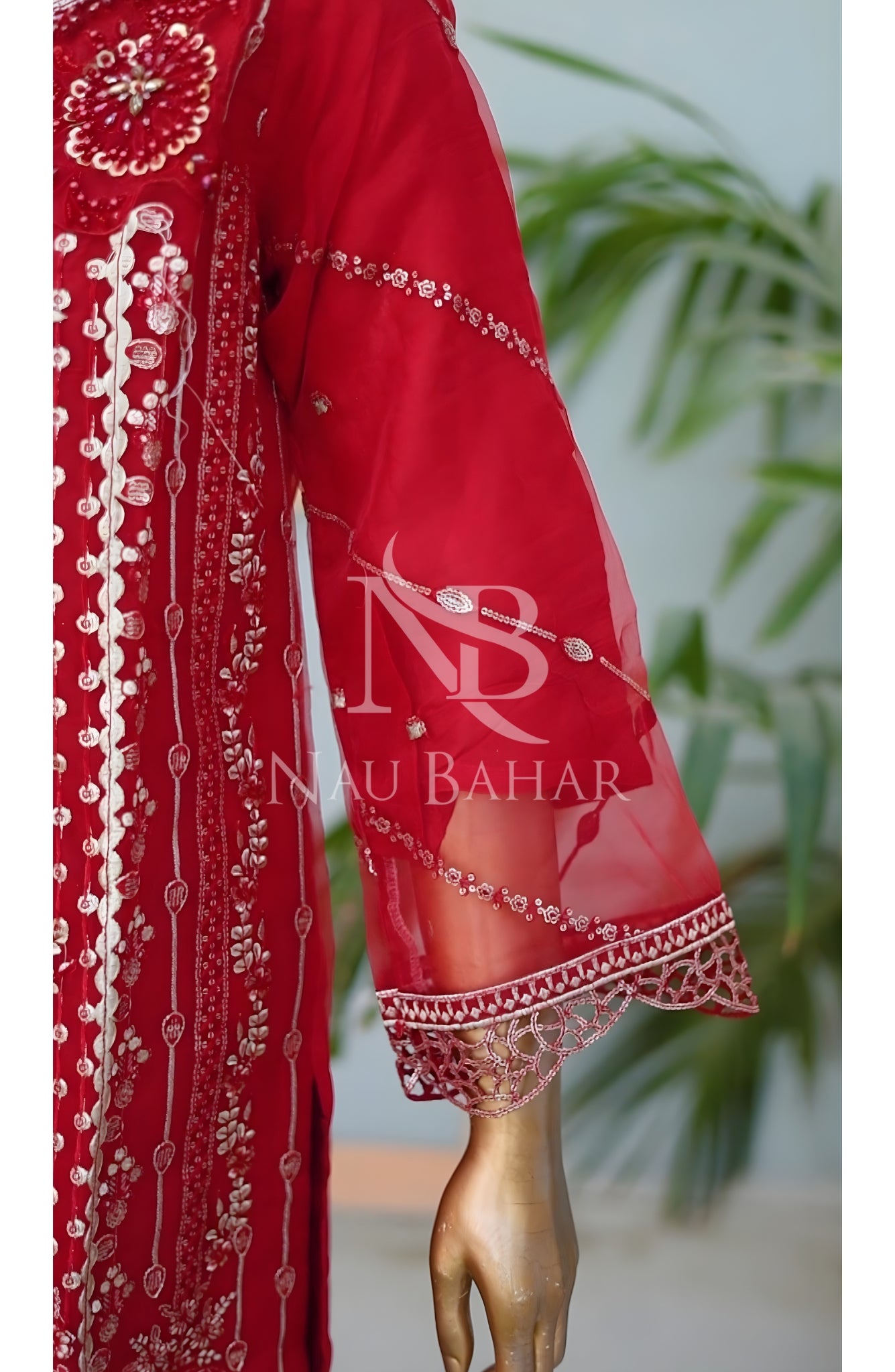 NB-141 Festive Formal Embroidered Organza Stitched 3 Piece Suit