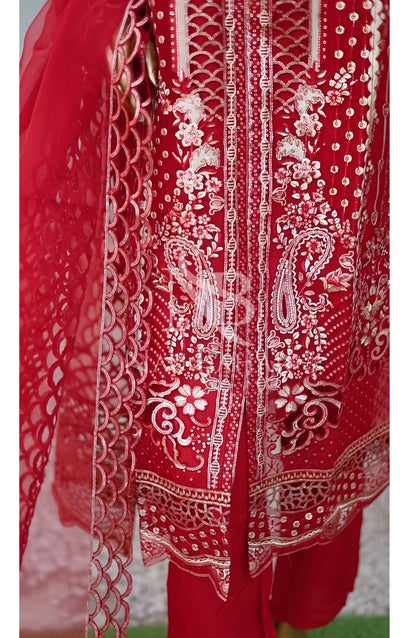 NB-141 Festive Formal Embroidered Organza Stitched 3 Piece Suit