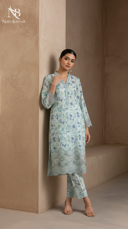 Vol-1 Khaddar Co Ords by Naubahar Embroidered Printed Khaddar 2 Piece - Winter Collection