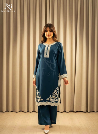 ZB04 Embroidered Lawn 2 Piece Co-Ords Set