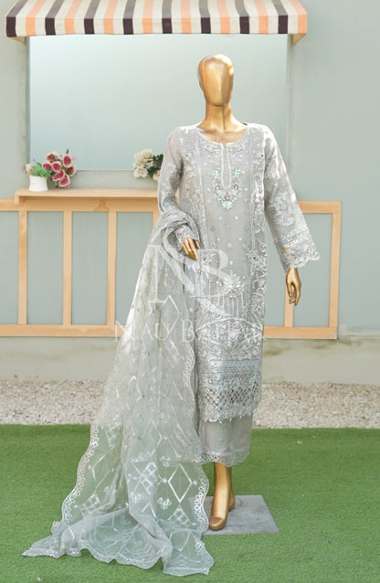 NB-04 Festive Formal Embroidered Organza Stitched 3 Piece Suit