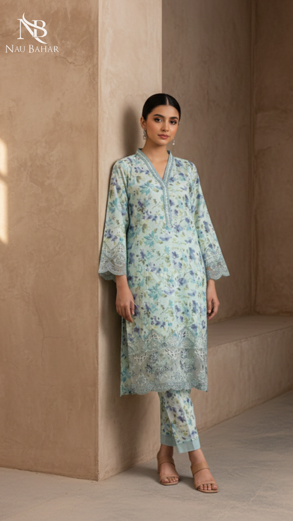 Vol-1 Khaddar Co Ords by Naubahar Embroidered Printed Khaddar 2 Piece - Winter Collection
