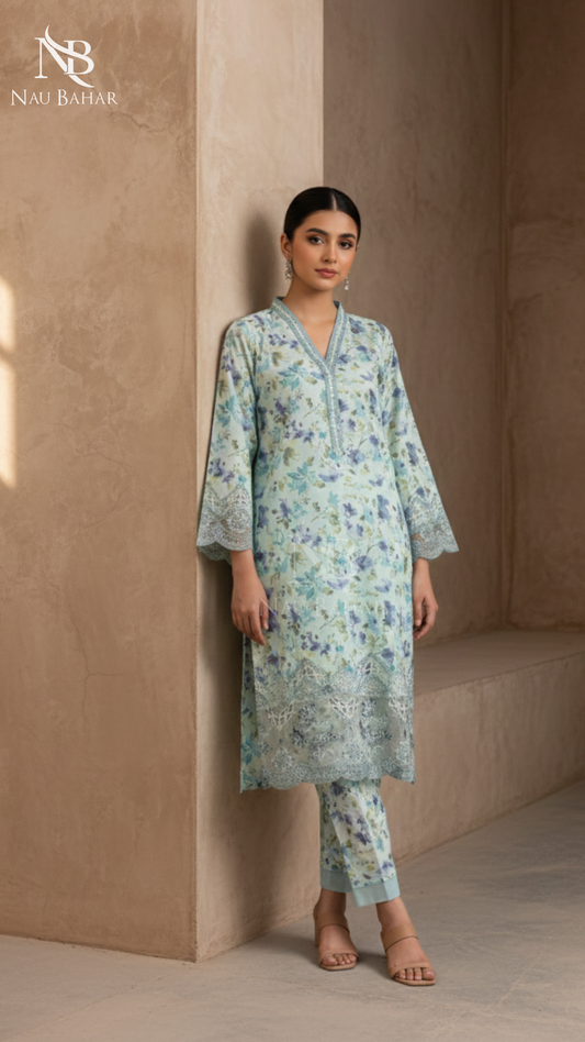 Vol-1 Khaddar Co Ords by Naubahar Embroidered Printed Khaddar 2 Piece - Winter Collection