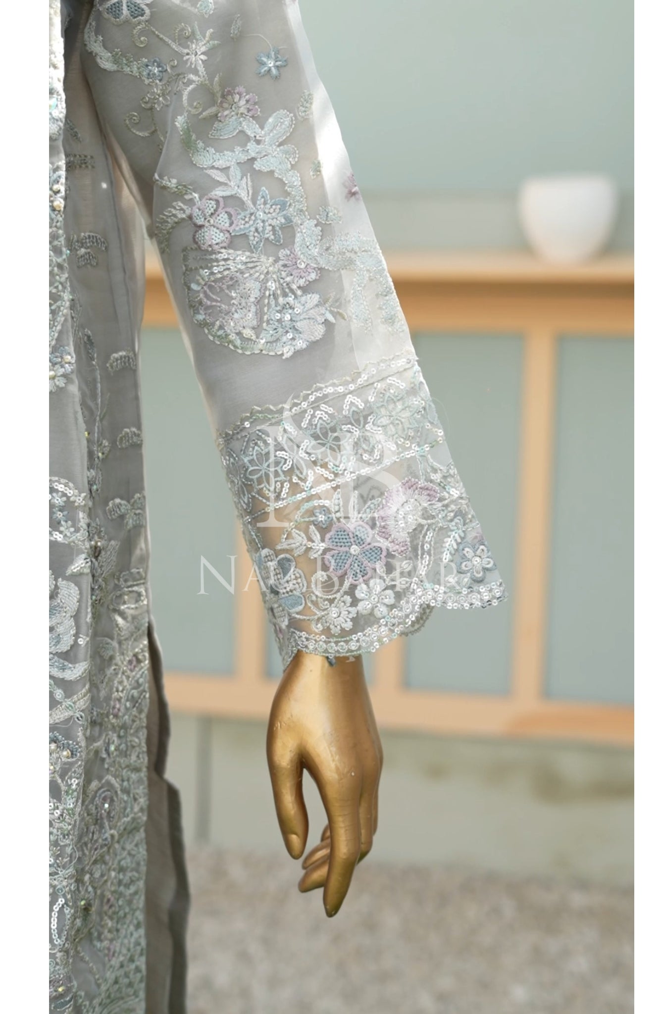 NB-04 Festive Formal Embroidered Organza Stitched 3 Piece Suit