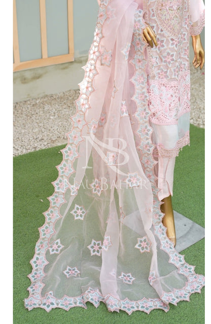 NB-156 Festive Formal Embroidered Organza Stitched 3 Piece Suit