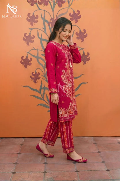 Pink - Kids Embroidered Lawn Co-Ord Set-NauBahar