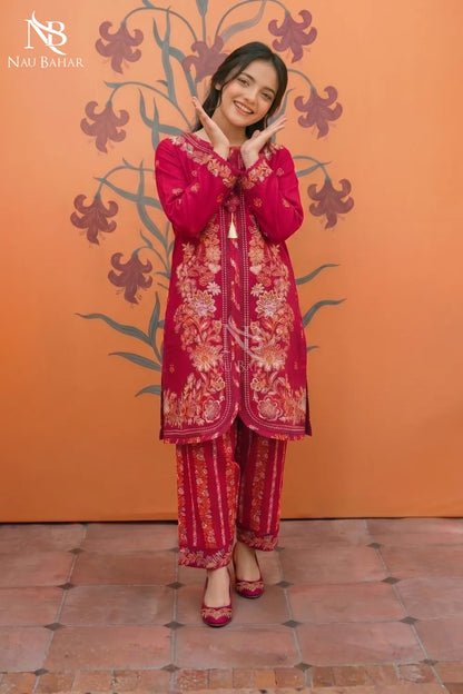 Pink - Kids Embroidered Lawn Co-Ord Set-NauBahar