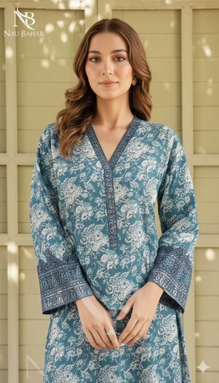 Vol-2 Khaddar Co Ords by Naubahar Embroidered Printed Khaddar 2 Piece - Winter Collection (Copy)