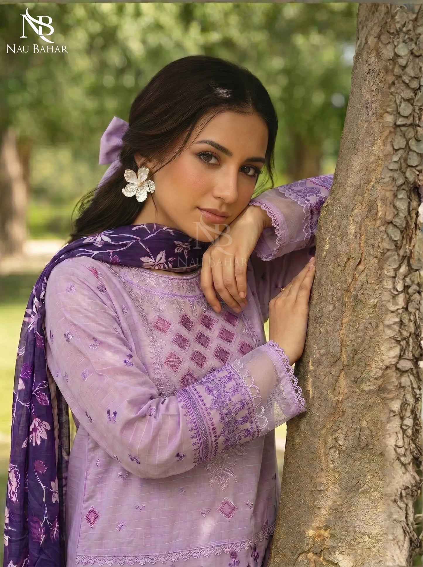Petal Pink - Embroidered Zari Lawn Stitched 3 Piece - NauBahar