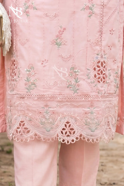 PEACH - Noor-e-Summer Stitched Embroidered Lawn 3 Piece - NauBahar